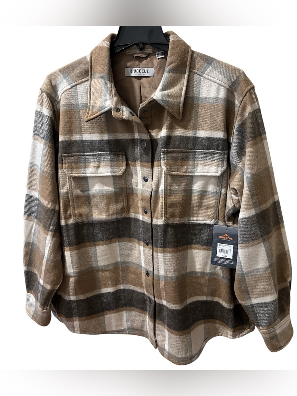 Ridgecut Toughwear Women's Plaid Shirt Jacket Brown Shacket Plus Size 2X
